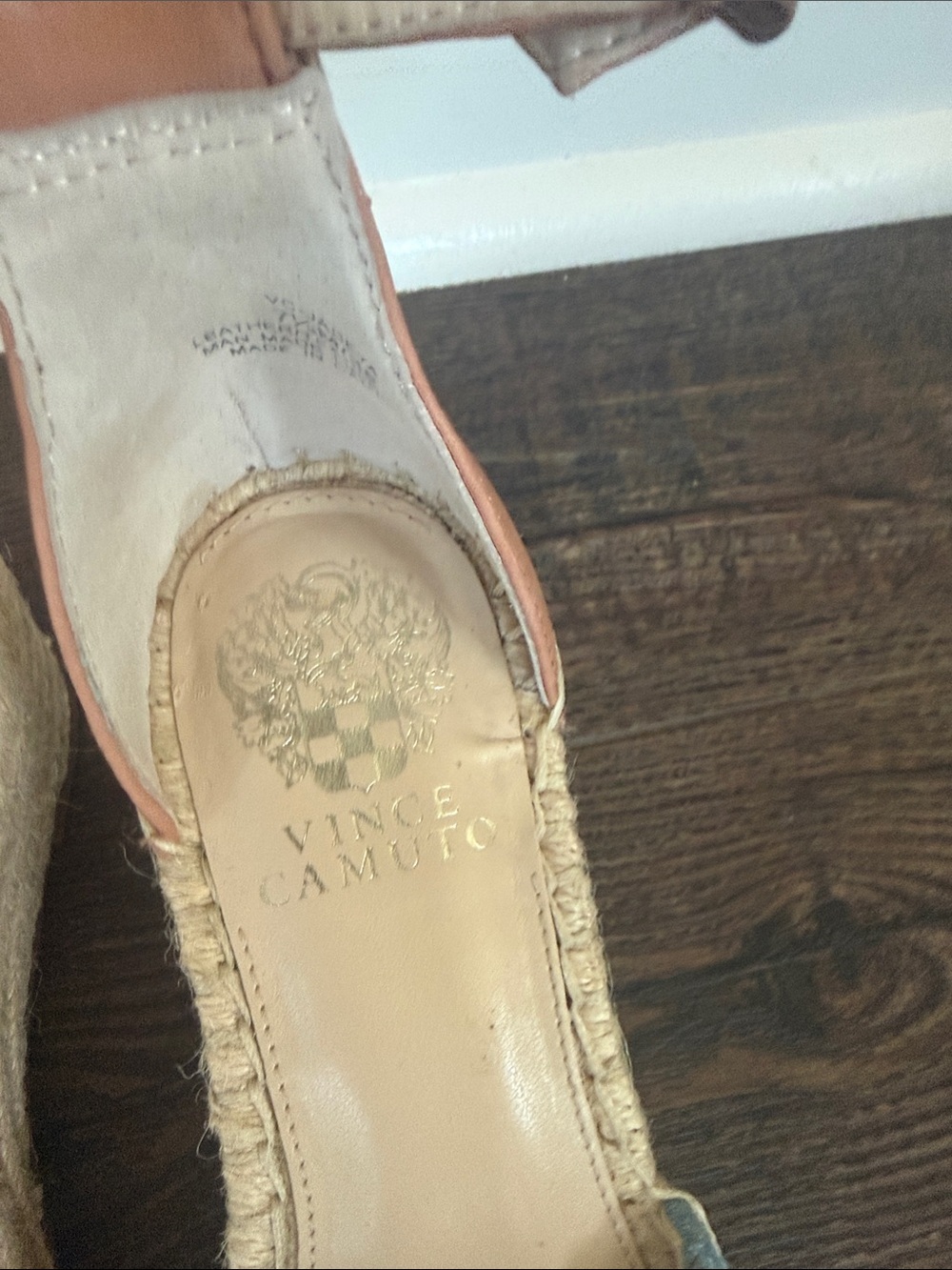 Vince Camuto NWOB Jadeya Blue Espadrille Wedge Sandals with Tan Ankle Strap 7.5 - Picture 4 of 7